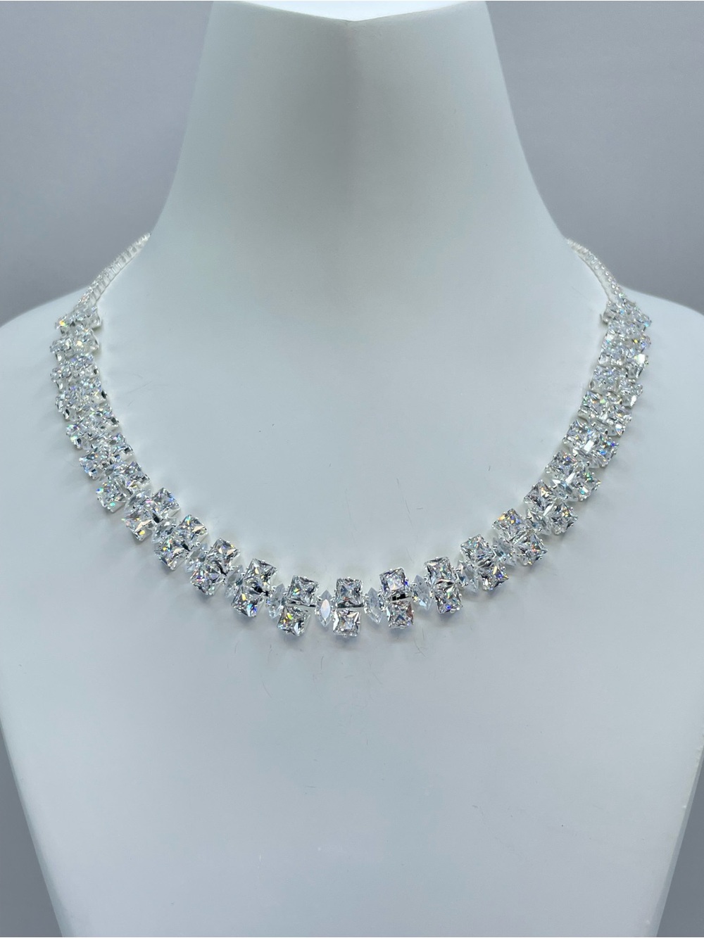 Swarovski Crystal Elements White Crystal Art Deco Bridal Tennis Necklace